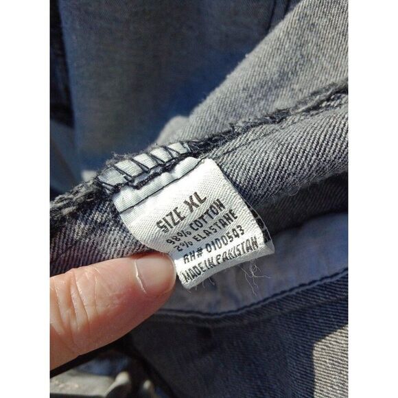 FWRD Denim Jean Jacket Black Distressed Ripped Size XL - Picture 10 of 11